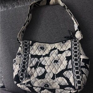 Vera Bradley Floral Black and White Quilted Shoulder Bag